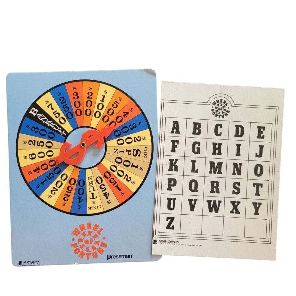 Vintage Wheel of Fortune‎ Board Game Spinner Letter Card Board Turn Letter1985